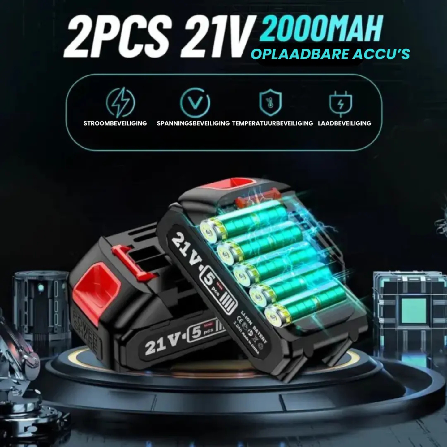 HOUTVEX F2 - 2-in-1 Draadloze Stokkettingzaag Pro + GRATIS BBATTERIJ & OPLADER